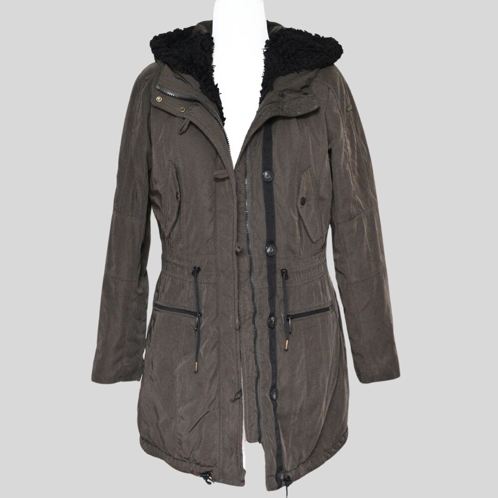 ANDREW MARC Women's Down Faux Fur Lined Hooded Parka Green Size S